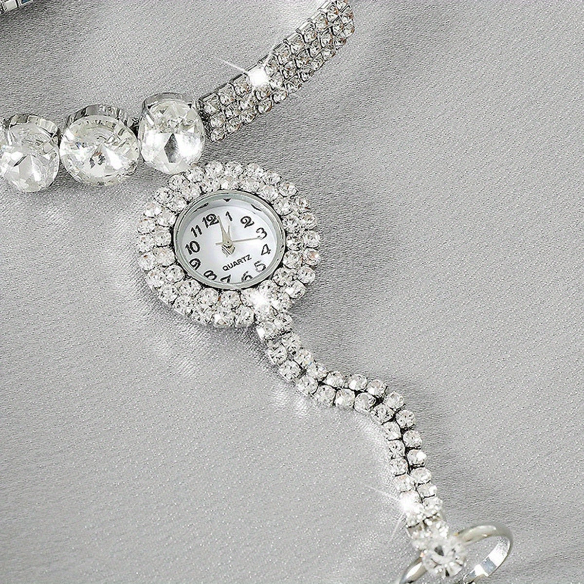 Sparkling Rhinestone Tassel Watch Bracelet - Timeless Round Glass Dial for Women - Elegant Dress-Up Essential with Glamorous Charm