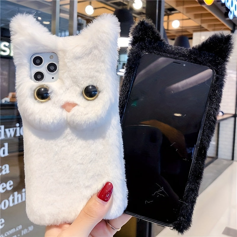 Winter Fashion Warm Cute Cat Plush Women's Phone Case Suitable For IPhone 15 Pro Max Phone Case