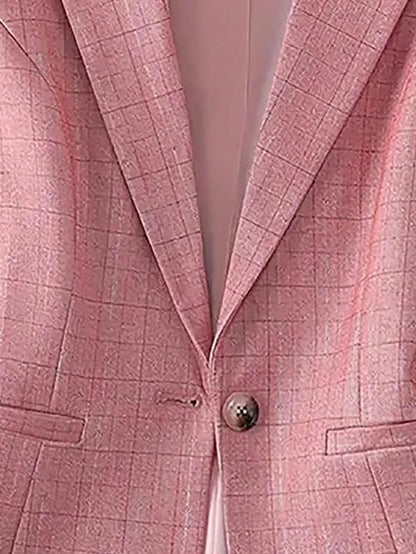 Women'S Solid Color Lapel Neck Button Blazer, Elegant Long Sleeve Blazer for Work Office Business, Winter Clothes Women, Ladies Blazer for All Seasons， Business Wear