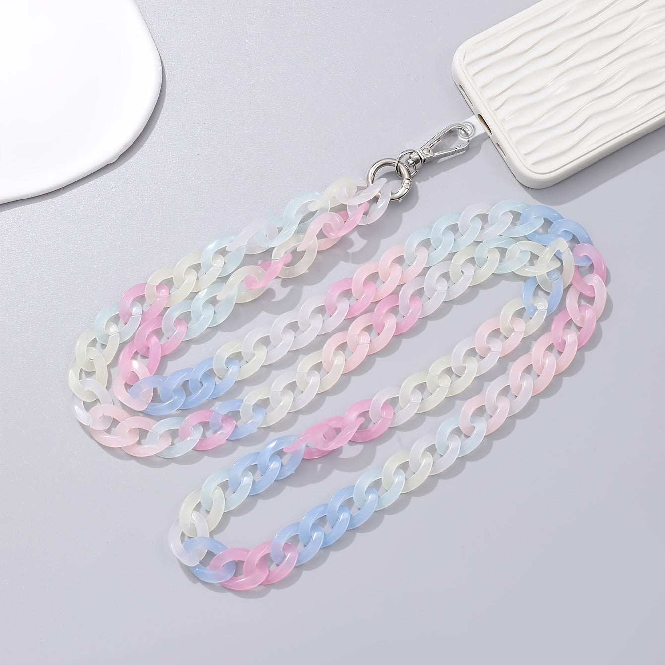 1pc Color Acrylic Cross-body 120cm/ 47.24inch Chain Phone Case Jewelry Pendant Shoulder Strap Chain