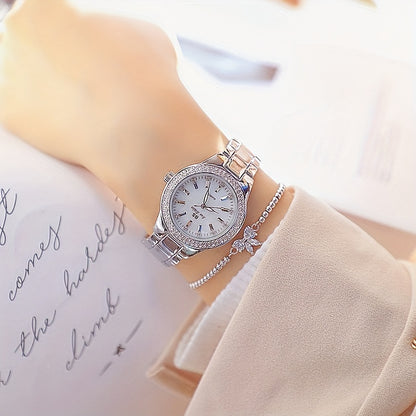 Rhinestone Decor Quartz Watch Casual Analog Party Dress Watch, Gift For Mother's Day Valentine's Day
