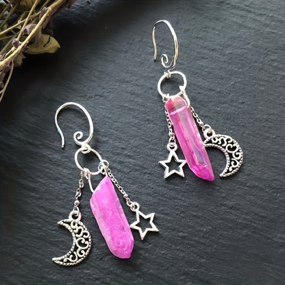 Gothic Style Moon Pendant Dangle Earrings Witch Jewelry Halloween Accessories Earrings Hook Earrings