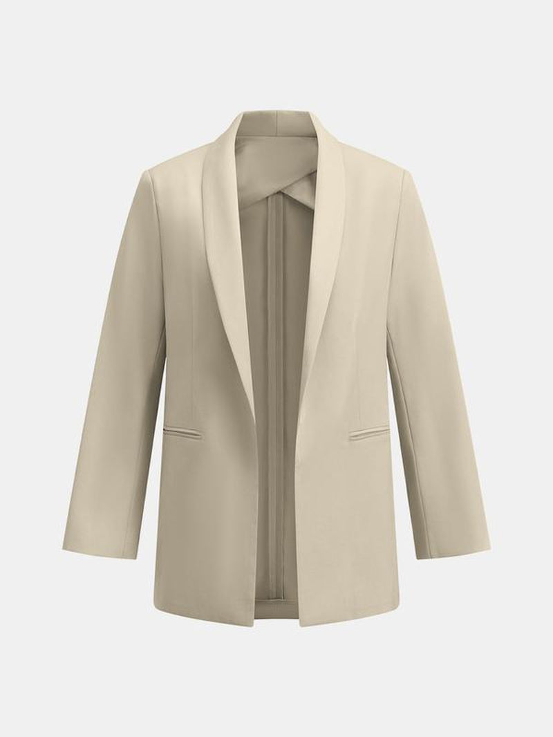 YOZY Women'S Solid Color Shawl Collar Blazer, Elegant Long Sleeve Button Outerwear for Spring & Fall, Ladies Clothes for Work Office Business