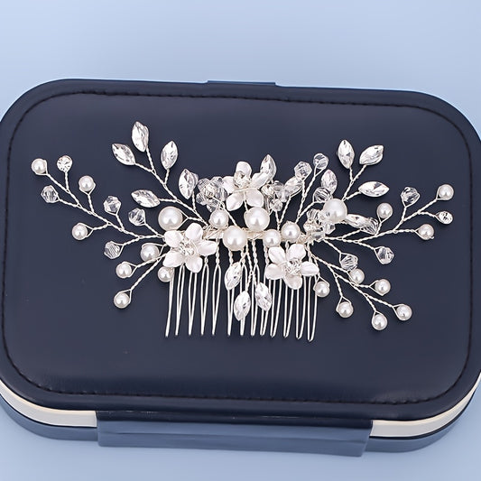 Crystal Bridal Hair Comb, Faux Pearl Wedding Hair Comb, Bridal Comb, Hair Pin For Wedding, Bridal Hair Piece, Hair Accessory