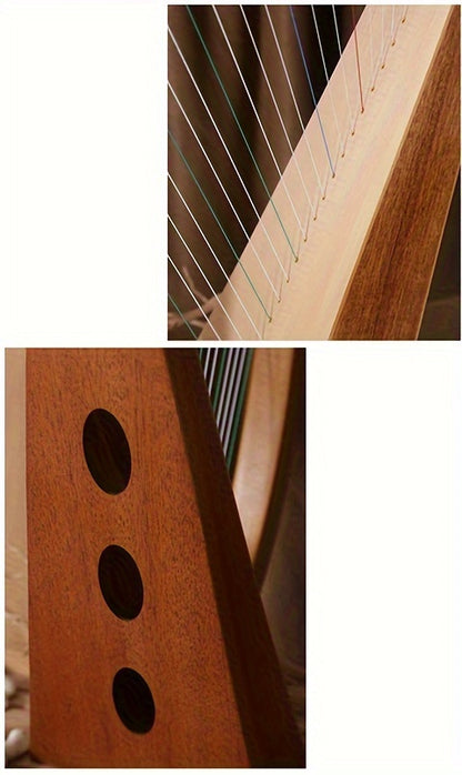 19 String 15 String Lyre Harp Mahogany Solid Wooden High Quality Portable Musical Instrument Stringed Instrument with Tuning Wrench Eid Al-Adha Mubarak