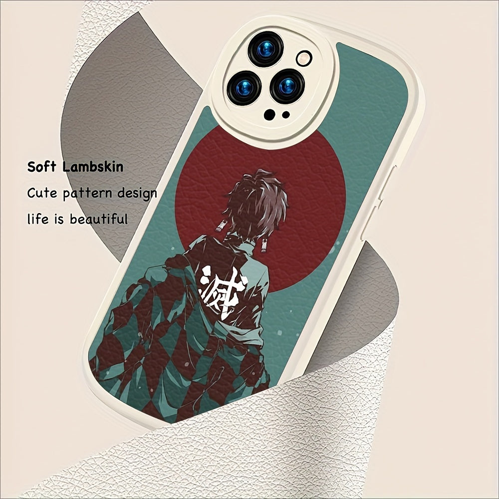 Stylish Icon Print Lambskin Phone Case - Basic Cases with Animation Design, Flexible TPU Rubber, Shockproof Protection, and Compatible with Multiple iPhone Models