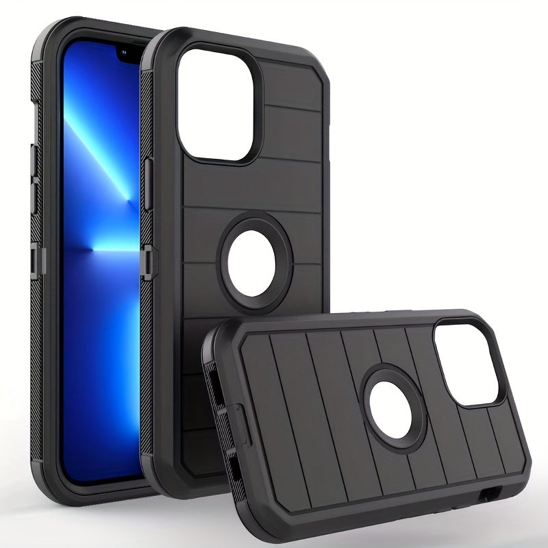 Heavy Duty Anti-Fall iPhone 12 13 14 15 Back Clip Mobile Phone Case for iPhone15promax iPhone14promax Three-in-One Holder