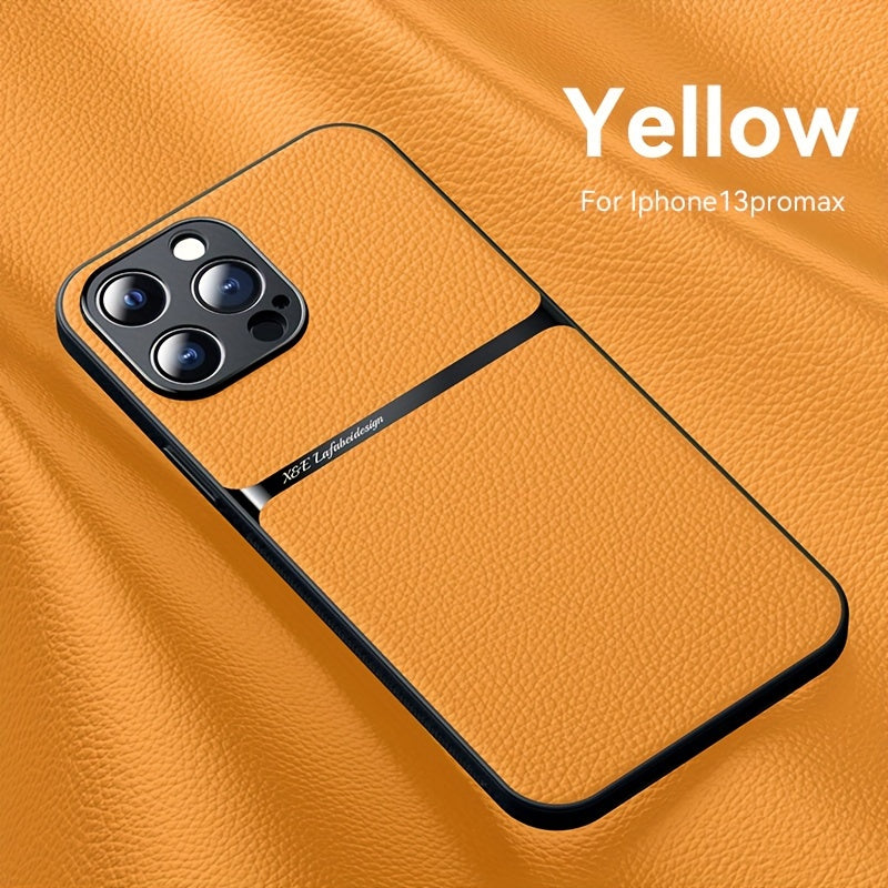 Litchi Pattern PU Leather Phone Case For Iphone15promax With Built-in Magnetic Suction 14 Promax Luxury Style 11 PU Leather 13 Promax Full Package Fall Protection Case