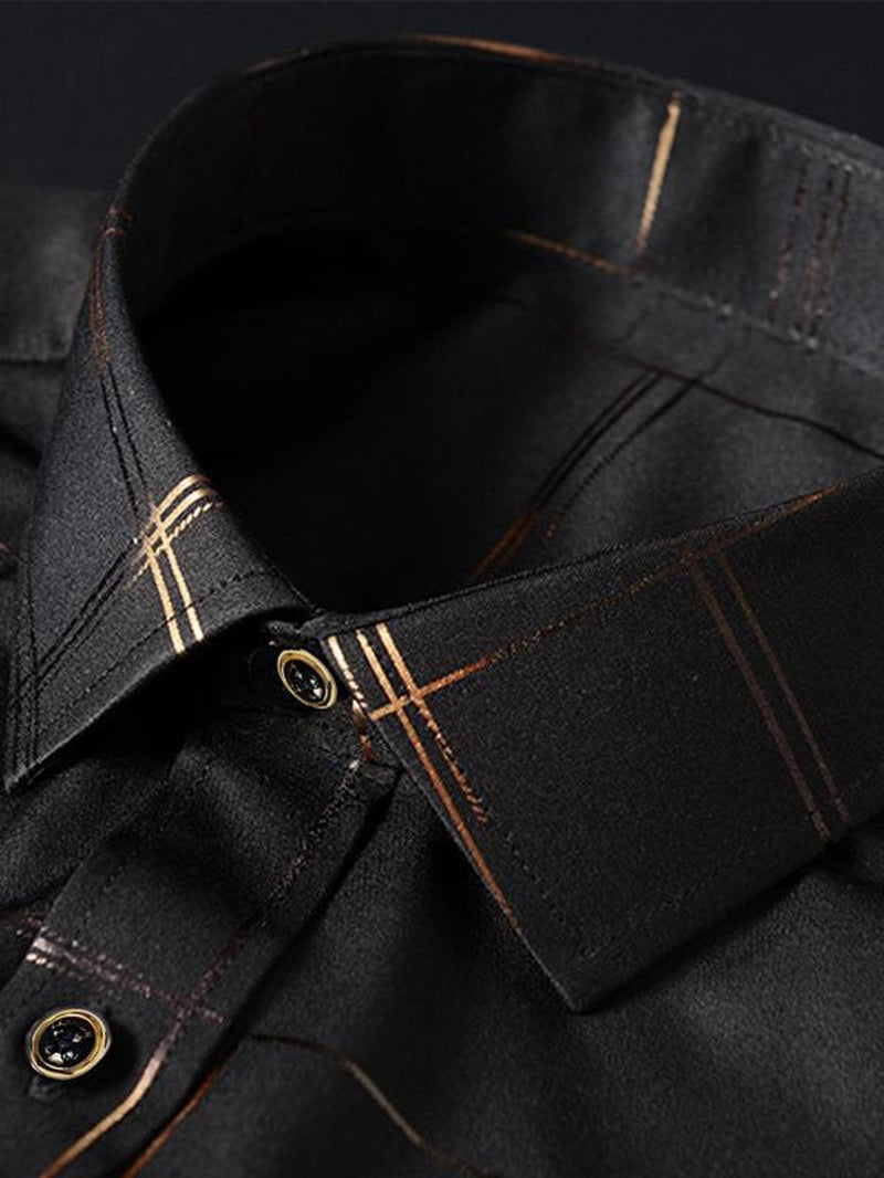 Men'S All over Print Long Sleeve Dress Shirt, Regular Fit Casual Business Collared Button Shirt for Work Office, Fashion Men'S Clothes for All Seasons, Button Decor Shirts