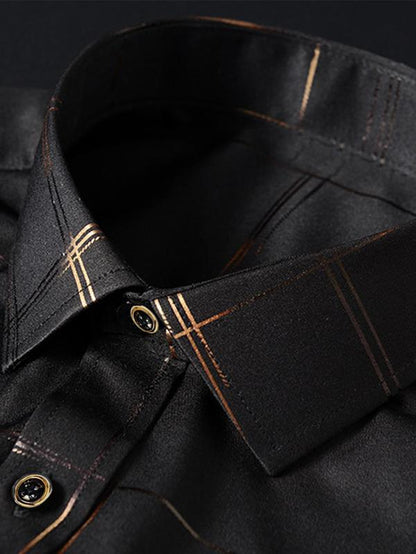 Men'S All over Print Long Sleeve Dress Shirt, Regular Fit Casual Business Collared Button Shirt for Work Office, Fashion Men'S Clothes for All Seasons, Button Decor Shirts