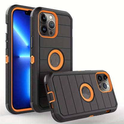 Heavy Duty Anti-Fall iPhone 12 13 14 15 Back Clip Mobile Phone Case for iPhone15promax iPhone14promax Three-in-One Holder
