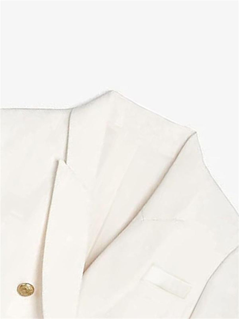 Women'S Solid Double Button Blazer without Tee, Elegant Long Sleeve Lapel Neck Button Front Blazer for Work Office Business, Ladies Spring & Fall Clothes