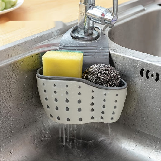 1 Pc Multifunctional Sink Sponge Rack With Adjustable Shoulder Strap - Hanging Bag, Organize And Drain Your Sponge With Ease - For Kitchen & Bathroom - Perfect For Home Organization - Ideal Gift For Housewarming