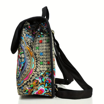 GUDAOBELL Vintage Embroidered Women's Backpack, Ethnic Style Travel Daypack  Bag, Tote Shoulder Bag