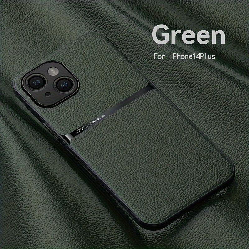 Litchi Pattern PU Leather Phone Case For Iphone15promax With Built-in Magnetic Suction 14 Promax Luxury Style 11 PU Leather 13 Promax Full Package Fall Protection Case