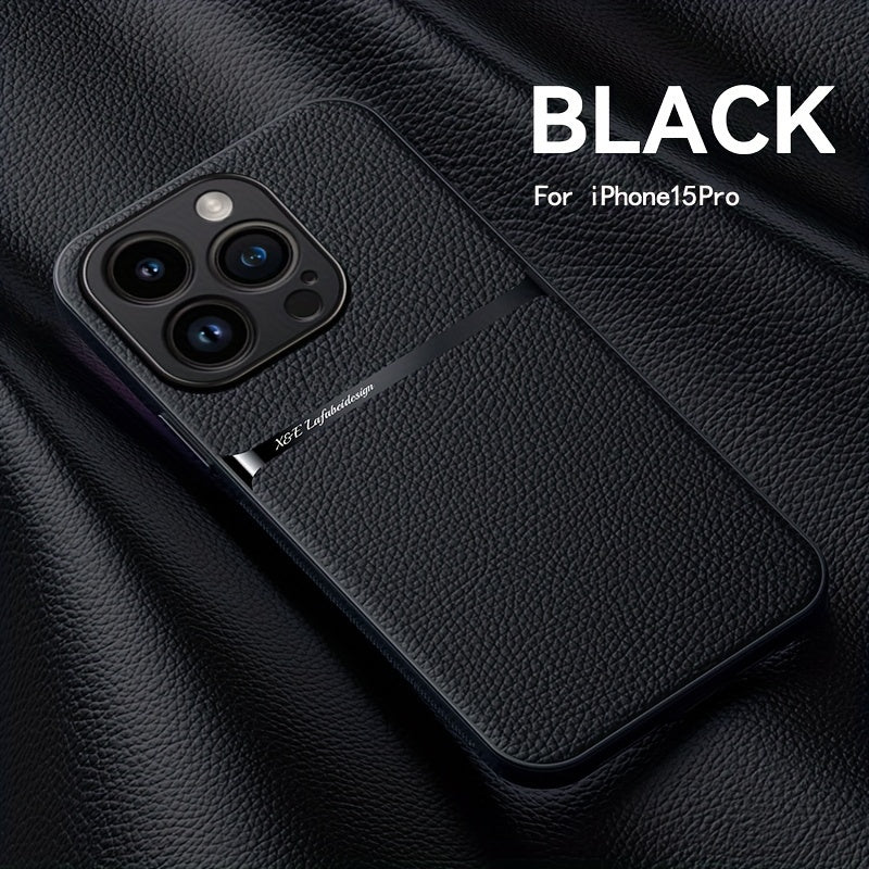 Litchi Pattern PU Leather Phone Case For Iphone15promax With Built-in Magnetic Suction 14 Promax Luxury Style 11 PU Leather 13 Promax Full Package Fall Protection Case