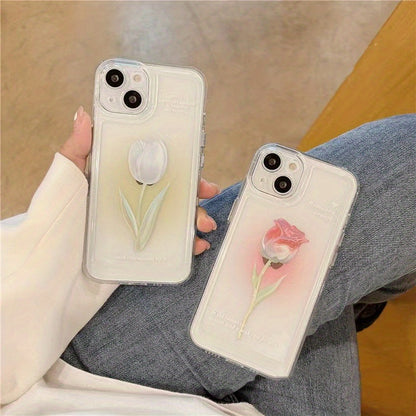 2pc Durable Drop-Proof Phone Case with Stylish Rose Design - Ultra-Protection for Your Apple Device