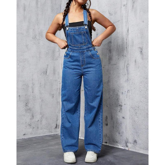 Flvsun- Women'S Denim Overalls, Casual Adjustable Strap Denim Overalls for Daily Wear, Ladies Clothes for All Seasons Overall Romper