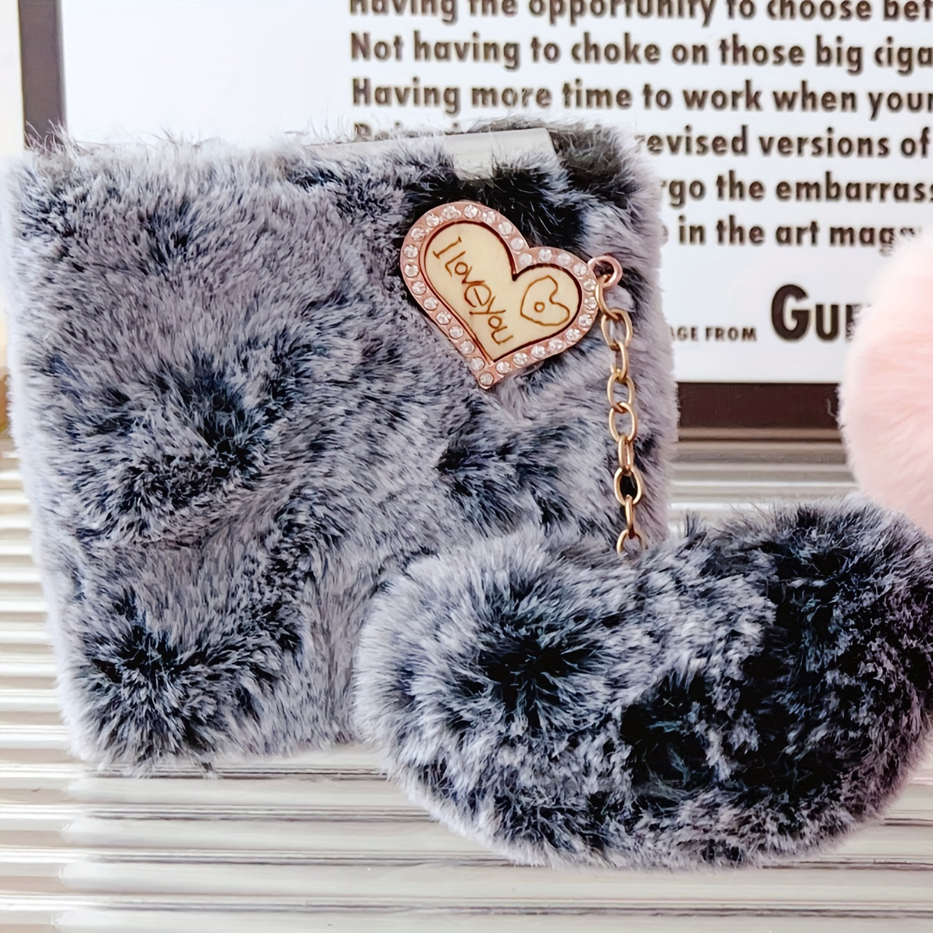 For Samsung Plush Love Pendant Folding Anti-Drop Protective Case Phone Case