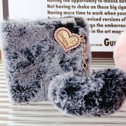 For Samsung Plush Love Pendant Folding Anti-Drop Protective Case Phone Case