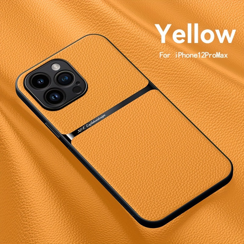 Litchi Pattern PU Leather Phone Case For Iphone15promax With Built-in Magnetic Suction 14 Promax Luxury Style 11 PU Leather 13 Promax Full Package Fall Protection Case