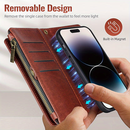 Wallet Zipper Magnetic Handbag Phone Case For IPhone 11 12 13 14 15 Pro Plus ProMax