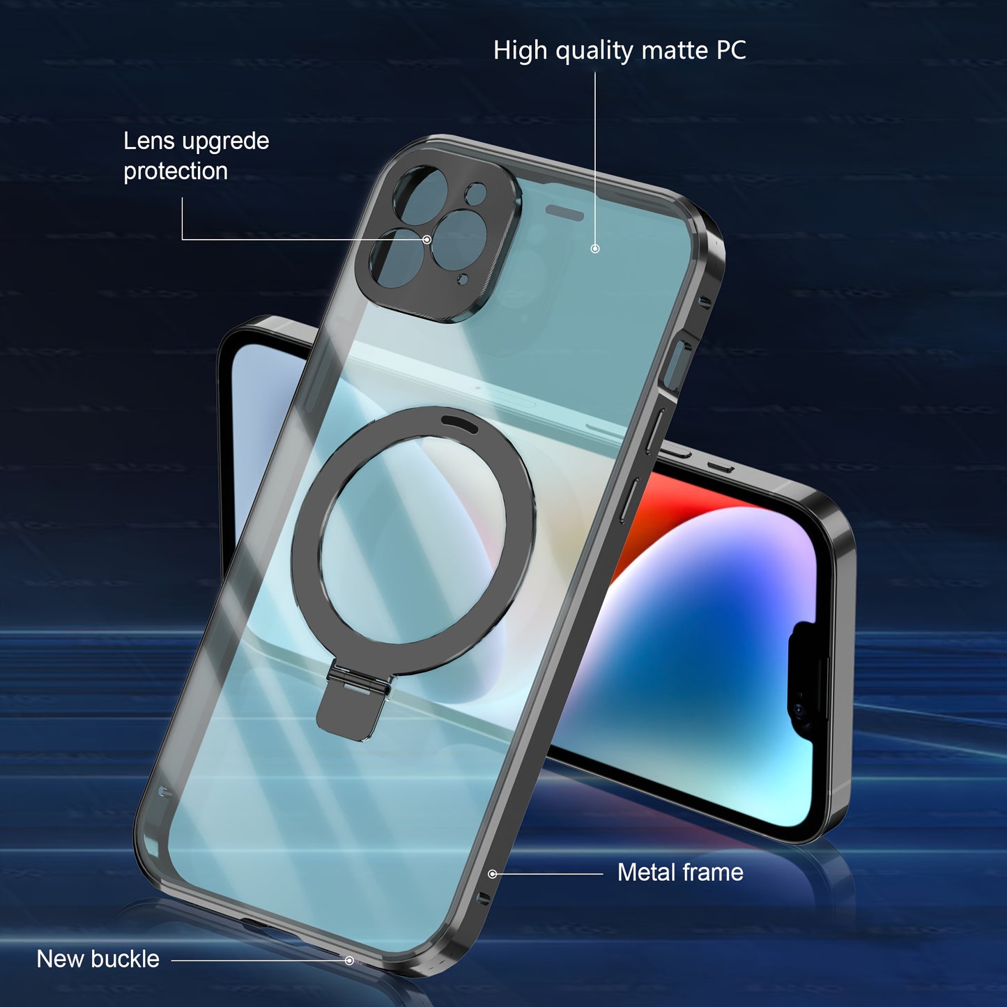 Full Body 360 Protector Cover Front+Back Phone Case For Iphone 12/12 Pro/12 Promax/13/13 Pro/13 ProMax/14/14 Plus/14Pro/14 ProMax/15 Pro/15/15 Plus/15 ProMax, With Lens Protection, Screen Protection And Stand, With Magnetic,