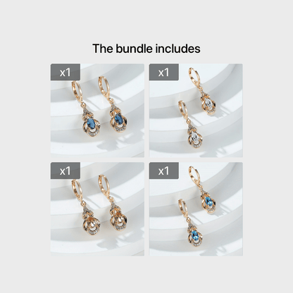 BAMOS Women's Elegant Bohemian Ethnic Statement Earrings - Large Teardrop Blue/Purple/Pink/Black/Green/Gray/White/Beige -like Luster, Dangle Hoops with Secure Hook Closure, Everyday & Valentine's Jewelry Gift for Parties, Yea