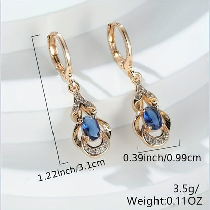 BAMOS Women's Elegant Bohemian Ethnic Statement Earrings - Large Teardrop Blue/Purple/Pink/Black/Green/Gray/White/Beige -like Luster, Dangle Hoops with Secure Hook Closure, Everyday & Valentine's Jewelry Gift for Parties, Yea