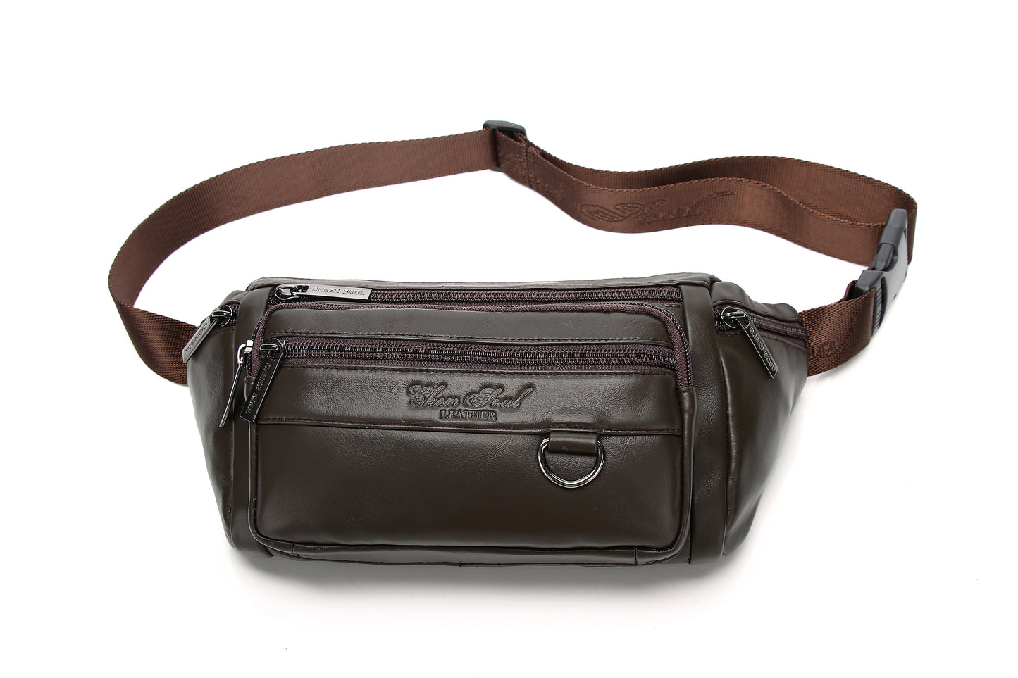 Genuine Leather Men's Waist Bag/Women's Multifunctional Hip Bag/Stylish Multi-Pocket Travel Sports Backpack for Hiking, Cycling, Fishing, And Running