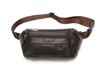 Genuine Leather Men's Waist Bag/Women's Multifunctional Hip Bag/Stylish Multi-Pocket Travel Sports Backpack for Hiking, Cycling, Fishing, And Running