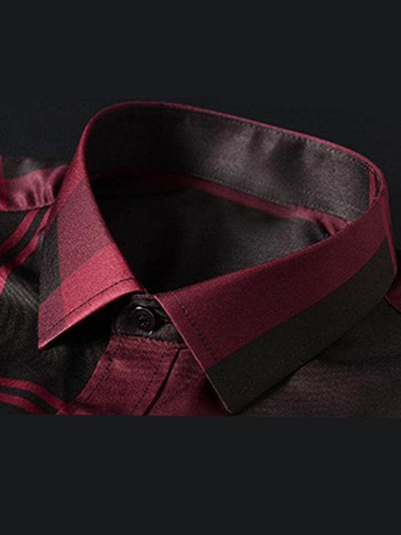 Men'S Plaid Print Long Sleeve Dress Shirt, Casual Comfy Collared Button Design Top for Work Office Business, Men'S Clothes for All Seasons, Menswear