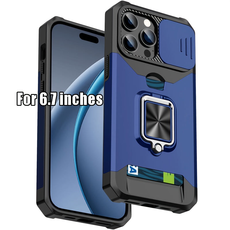 Heavy-Duty Shockproof Phone Case with a Metal Stand And Card Slot, Compatible with for iphone 17 Pro Max, 16 Pro Max, 15 Pro Max, And 14 Pro Max.