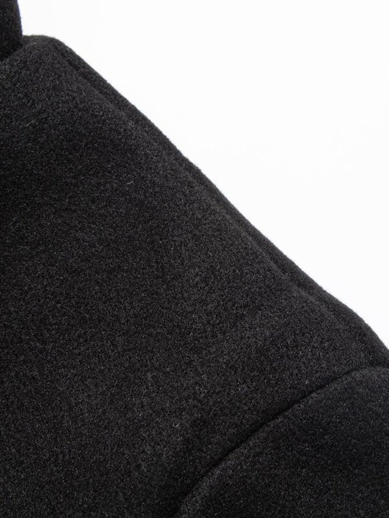 Men'S Solid Button Front Stand Collar Coat, Regular Fit Casual Long Sleeve Outerwear for Fall & Winter, Men'S Clothes for Daily Wear, Work Office Jacket