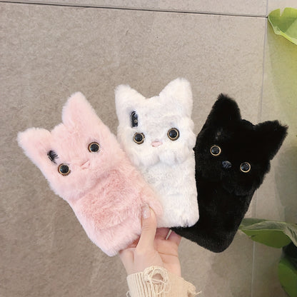 Winter Fashion Warm Cute Cat Plush Women's Phone Case Suitable For IPhone 15 Pro Max Phone Case