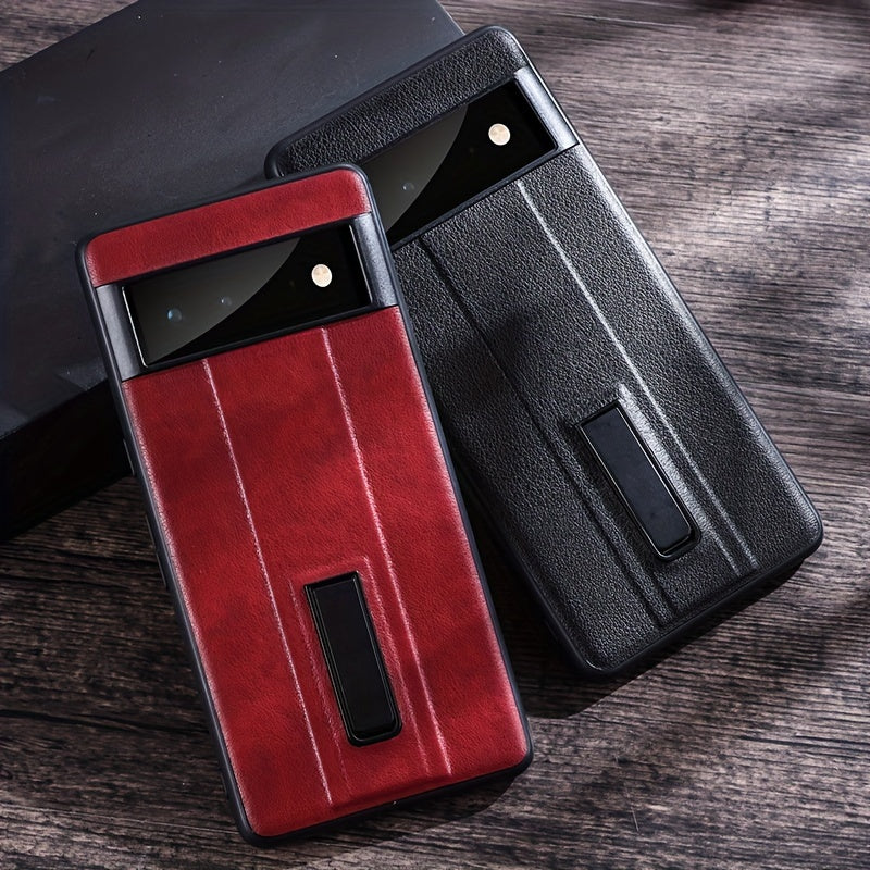 For Google Pixel 7Pro Phone Case For Google Pixel8 Pixel6Pro Pixel9 Metal Bracket Protective Case, Faux Leather For Pixel8A Pixel Fold New Model