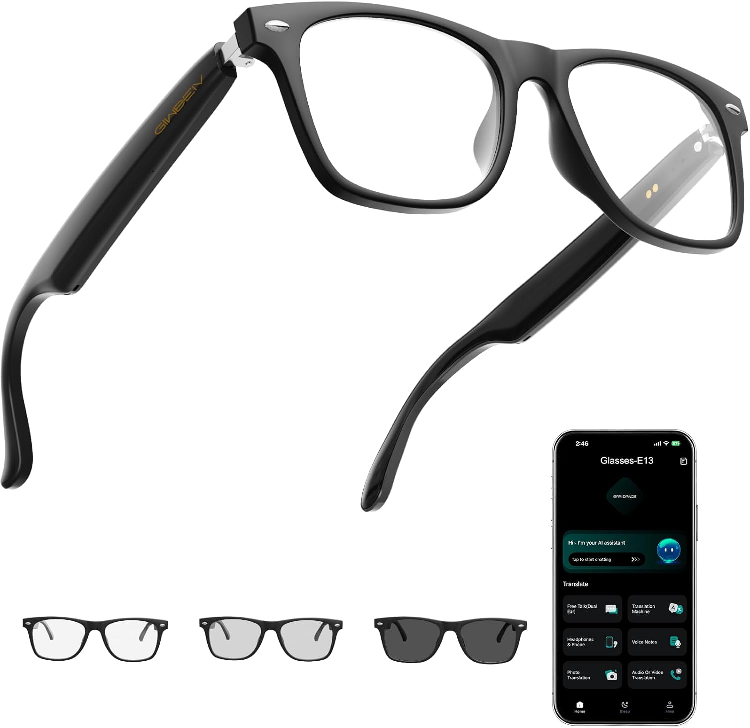 Revolutionary AI Smart Glasses with Real-Time Translation, Color-Changing Lenses, Music Playback, and Ultimate UV Protection for Men and Women