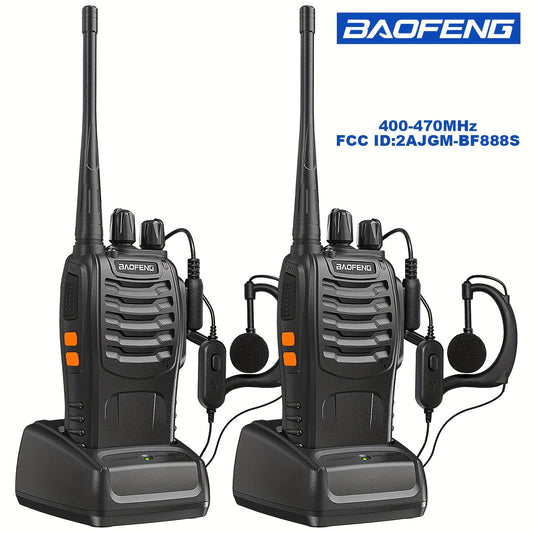 2pcs BAOFENG BF-888S UHF 400-480MHz Amateur Radio Handheld Two Way Radio UHF Portable Walkie Talkies for Adults, Hiking Biking Camping