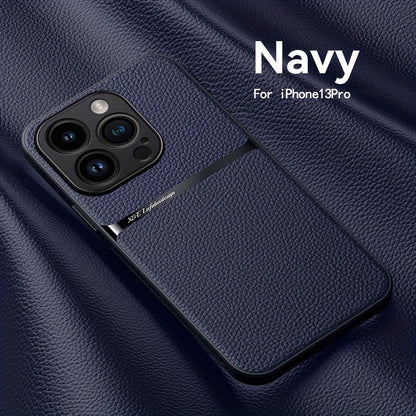 Litchi Pattern PU Leather Phone Case For Iphone15promax With Built-in Magnetic Suction 14 Promax Luxury Style 11 PU Leather 13 Promax Full Package Fall Protection Case