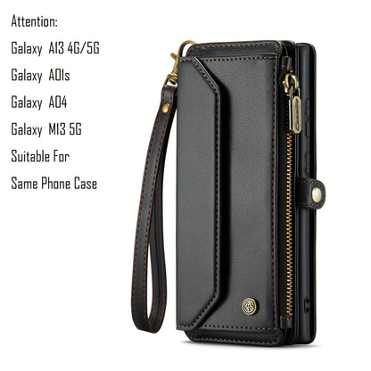 New Wallet Phone Case Wrist Shoulder Strap Lanyard Flip Magnetic Clasp Card Holder Kickstand Women Small Crossbody Handbag For Samsung Galaxy Note10+ 20 S24 S23 S22 S21 S20 S10 Plus Ultra FE Coin Purse A01 A04 A12 A13 A14 A22