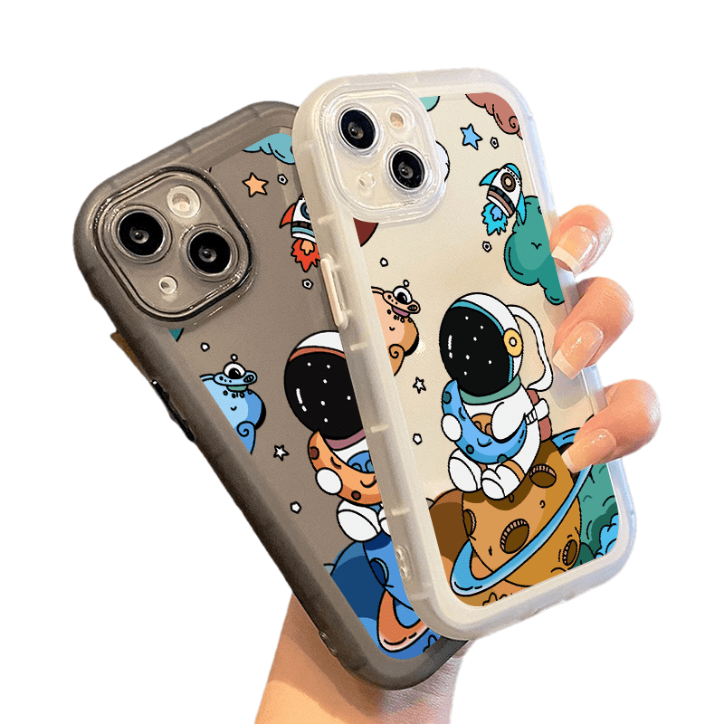2pcs Wonderful Astronauts Graphic Luxury Shockproof Phone Case For IPhone 15/11/14/13/12 Pro Max/XR/XS/7/8 Plus Shockproof Soft Matte Lens Protective Cover