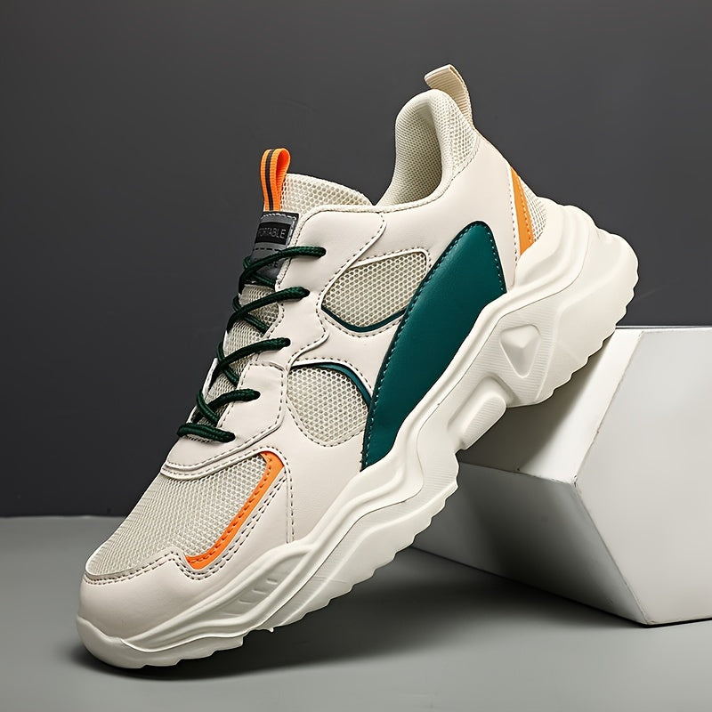 Men's Fashion Platform Sneakers - Casual Athletic Dad Shoes, Height-Increasing Breathable Mesh, Anti-Slip EVA Sole, Suitable for Running and Outdoor Activities, Thick-Soled Walking Shoes