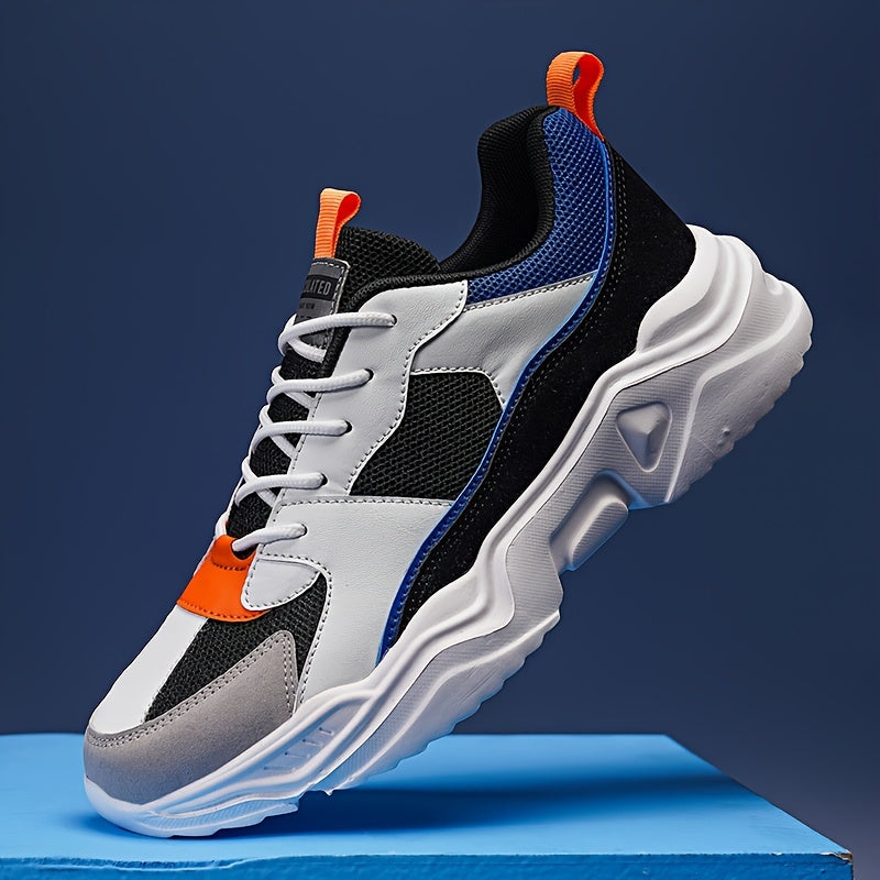 Men's Fashion Platform Sneakers - Casual Athletic Dad Shoes, Height-Increasing Breathable Mesh, Anti-Slip EVA Sole, Suitable for Running and Outdoor Activities, Thick-Soled Walking Shoes