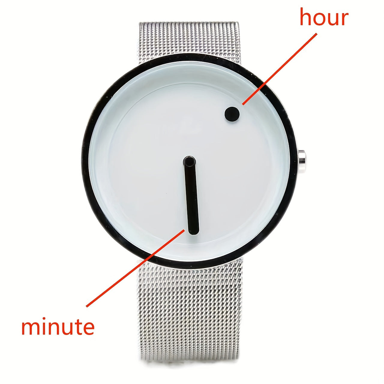 Stylish Round Pointer Quartz Watch - Minimalist Design, Accurate Timekeeping, Mesh Stainless Steel Watchband, Novelty Electronic Wristwatch for Men and Women - Perfect Accessory for Daily Wear