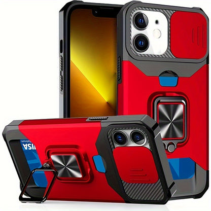 Heavy-Duty Shockproof Phone Case with a Metal Stand And Card Slot, Compatible with for iphone 17 Pro Max, 16 Pro Max, 15 Pro Max, And 14 Pro Max.