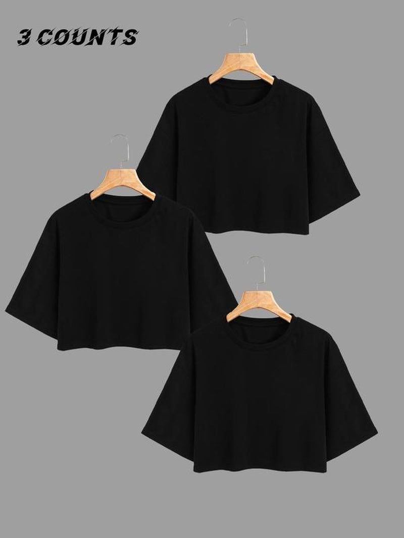 Women'S Letter Gym Work Print Drop Shoulder Short Tee, Casual Short Sleeve round Neck T-Shirt for Summer, Ladies Clothes for Daily Wear