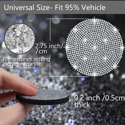 1pc Bling Car Cup Holder Coaster, 2.75 Inch Anti-Slip Shockproof, Full Rhinestone Design, Universal Fit Most Cars