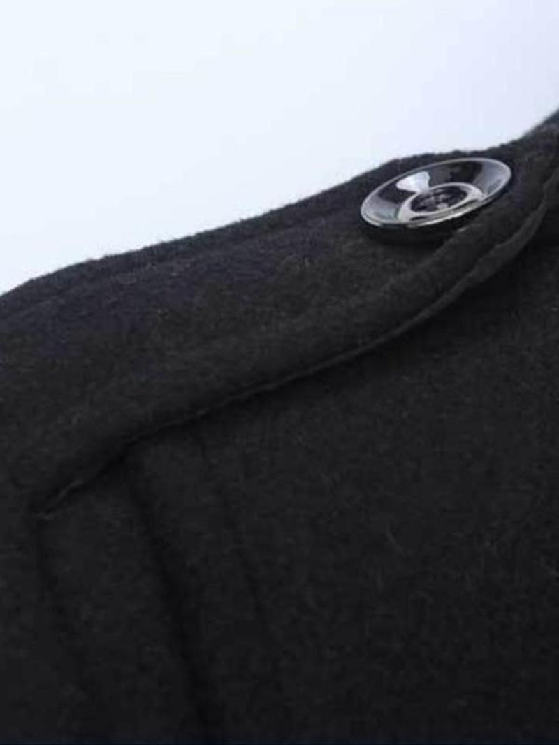 Men'S Solid Button Front Pocket Zipper Wool Coat, Regular Fit Long Sleeve Lapel Neckline Outerwear for Fall & Winter, Men'S Clothes for Business Work Daily Wear