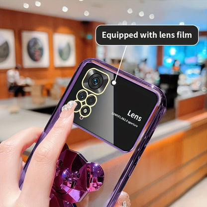 For Redmi Note 11/Note 11S/Note 11 Pro 4G/Note 11 Pro 5G And Note 11 Pro+ 5G (India) 's Fashion Electroplated Shockproof Stereoscopic Fashionable Large Window Stereoscopic Bear Stand Phone Case