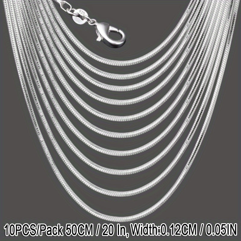 10pcs Classic Simple 925-silver-plated Snake Bone Pattern Chain For Jewelry Making Accessories Necklace Bracelet Handmade Material Art Craft